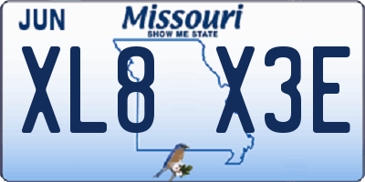 MO license plate XL8X3E