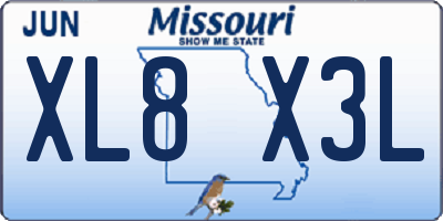 MO license plate XL8X3L