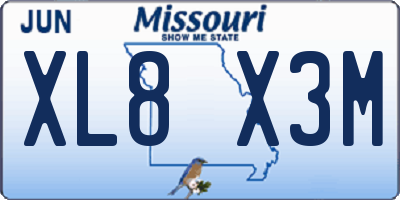 MO license plate XL8X3M