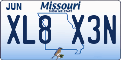 MO license plate XL8X3N
