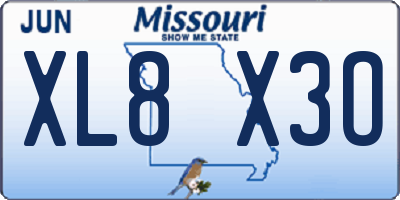 MO license plate XL8X3O