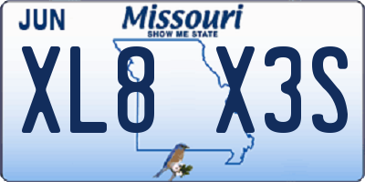 MO license plate XL8X3S
