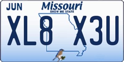 MO license plate XL8X3U