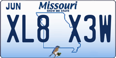 MO license plate XL8X3W