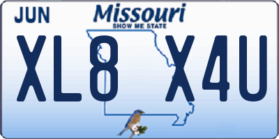 MO license plate XL8X4U