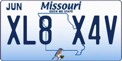 MO license plate XL8X4V