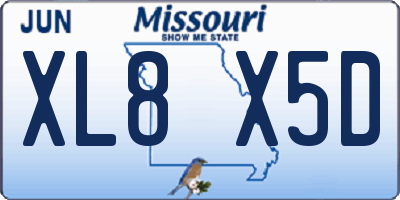 MO license plate XL8X5D