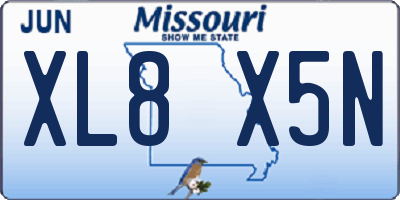 MO license plate XL8X5N