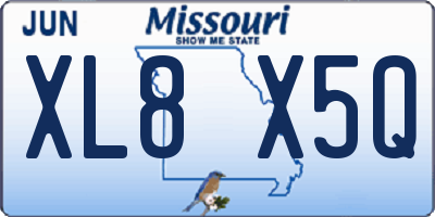 MO license plate XL8X5Q