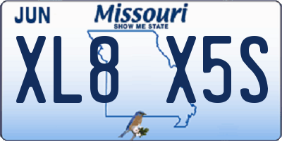 MO license plate XL8X5S