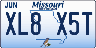 MO license plate XL8X5T