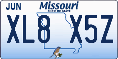 MO license plate XL8X5Z
