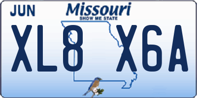 MO license plate XL8X6A