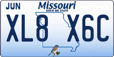 MO license plate XL8X6C