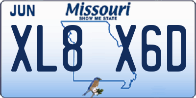 MO license plate XL8X6D