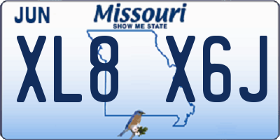 MO license plate XL8X6J