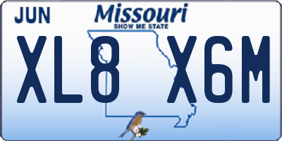 MO license plate XL8X6M