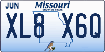 MO license plate XL8X6Q