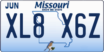 MO license plate XL8X6Z