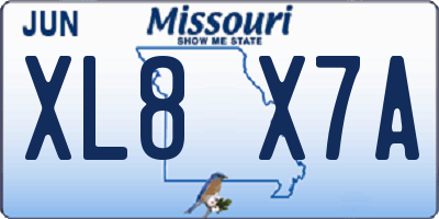 MO license plate XL8X7A