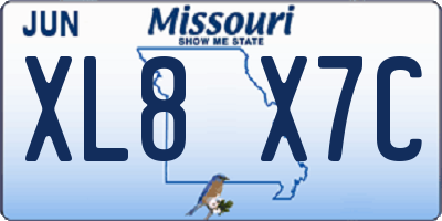MO license plate XL8X7C
