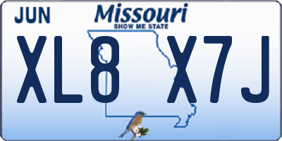MO license plate XL8X7J