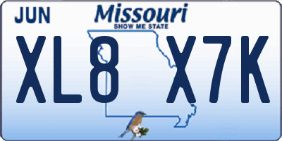 MO license plate XL8X7K