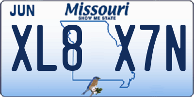 MO license plate XL8X7N