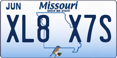 MO license plate XL8X7S