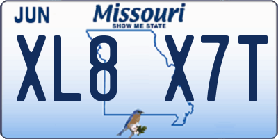 MO license plate XL8X7T