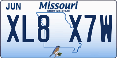 MO license plate XL8X7W
