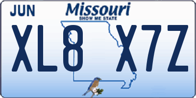 MO license plate XL8X7Z
