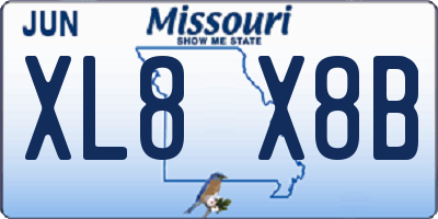 MO license plate XL8X8B