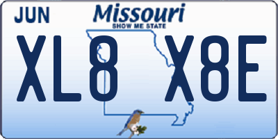 MO license plate XL8X8E