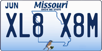 MO license plate XL8X8M