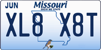 MO license plate XL8X8T