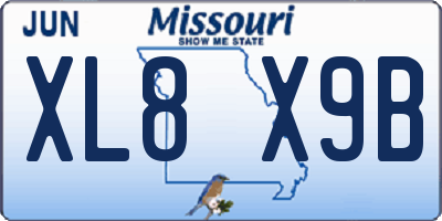 MO license plate XL8X9B