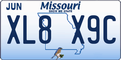 MO license plate XL8X9C