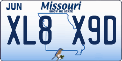 MO license plate XL8X9D