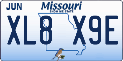 MO license plate XL8X9E