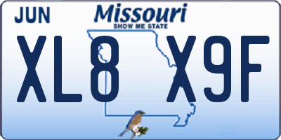 MO license plate XL8X9F