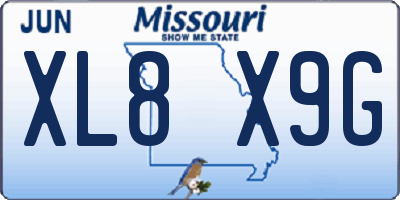 MO license plate XL8X9G
