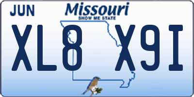 MO license plate XL8X9I