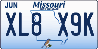 MO license plate XL8X9K