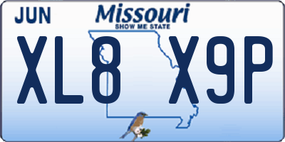 MO license plate XL8X9P