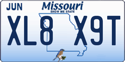 MO license plate XL8X9T