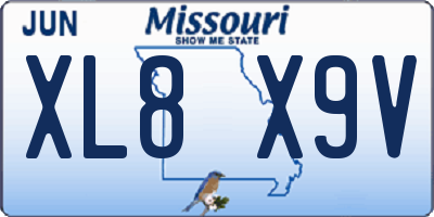 MO license plate XL8X9V