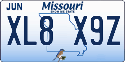 MO license plate XL8X9Z
