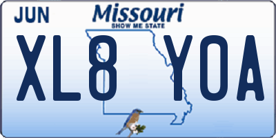 MO license plate XL8Y0A