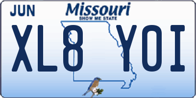 MO license plate XL8Y0I